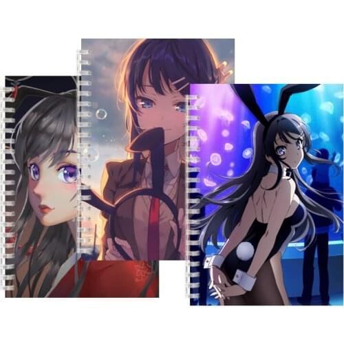Manga Sakurajima Mai Cosplay Spiral Notebook Stationery Binder Note Book Sexy Anime Rascal Does Not Dream of Bunny Girl Senpai