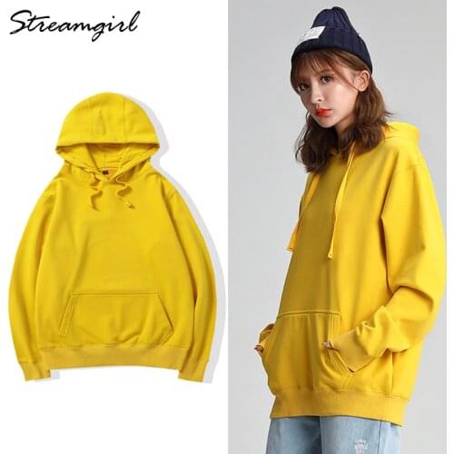 Womens Sweatshirt Cotton Oversized Hoodies And Sweatshirts Oversize Pink Sweatshirt With Hood Yellow Cotton Hoodies Women