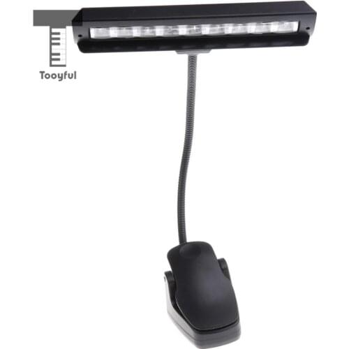 Tooyful Foldable 9 LED Music Stand Light Music Score Lamp Clip-on Reading Light Stage Accessory Black