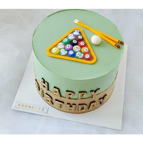 Billiards Cake Topper for boy Men Cake Soft Potter Snook Man Playing Silhouette Billiards Fans Birthday Party Cake Decoration