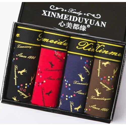 4Pcs/Lot Mens Underwear Pure Cotton Modal Boxer Pants High-end Student Fashion Four Corner Underpants Breathable Underwear Men