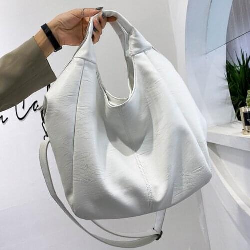 Casual Large Capacity Hobos Bags Women Shoulder Bags Fashion Solid Color Shopper Bag Designer PU Leather Womens Bag 2020 Purses