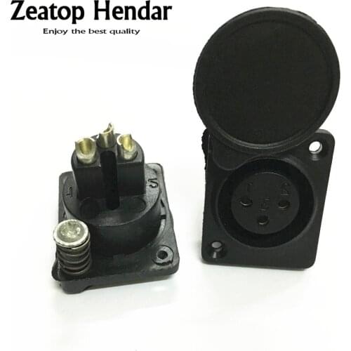 1Pcs XLR 3 Pin Waterproof Female Chassis Panel Mounted Socket Adapter Soldering for Power MIC Connector Black