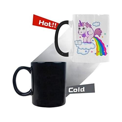 Funny Unicorn Rainbow Horse Animal Morphing Mug Heat Sensitive Color Changing Coffee Mug Cup with Quotes, Unique Funny Birthday