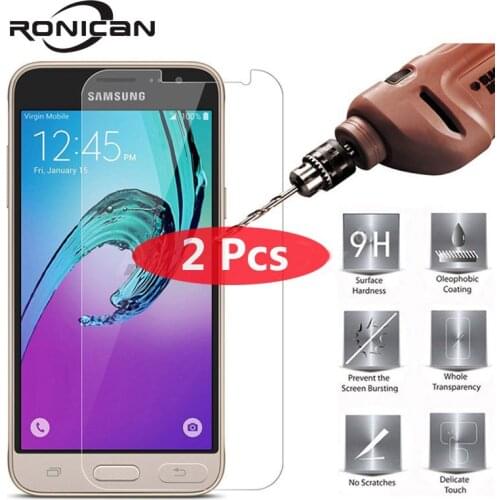 2Pcs Tempered Glass for Samsung Galaxy J3 2016 Pro Screen Protector 9H 2.5D Protection Film for Samsung J3 Pro Tempered Glass