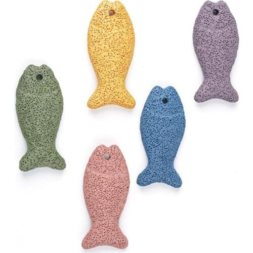 1Pcs Fish Shape 70mm Volcanic Beads Rock Lava Aromatherapy For Jewelry Making Essential Oil Yoga Meditation Accessories Bead