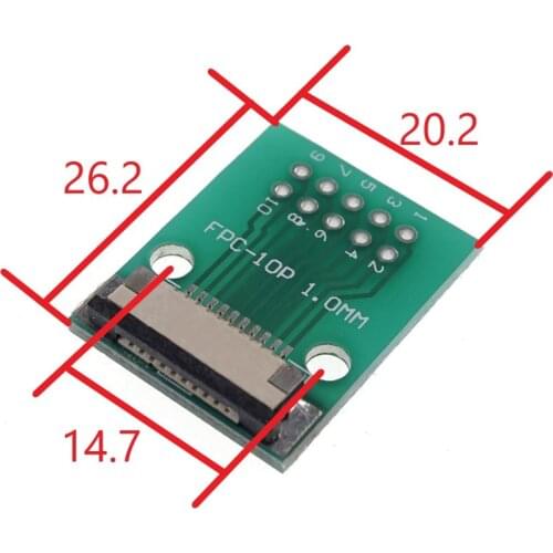 2 pcs Flexible Flat Cable FFC/FPC Connector Adapter 10 Pin 1.0 mm to 2.54 mm x 2.54 mm 2x5 Pin through hole DIP PCB Converter