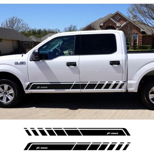 2PCS Sport Car Door Side Skirt Stripes Decal Car Sticker For Ford Ranger Raptor F150 F250 F350 F450 F550 F650 Pickup Accessories