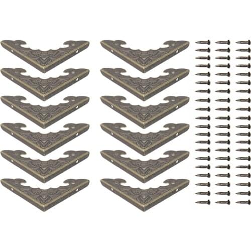 24pcs Antique Metal Corner Protector Jewelry Box Protector Guard Corner Brackets with 120pcs screws 40x40mm Furniture Hardware