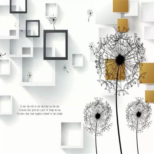 3D square box dandelion background wall