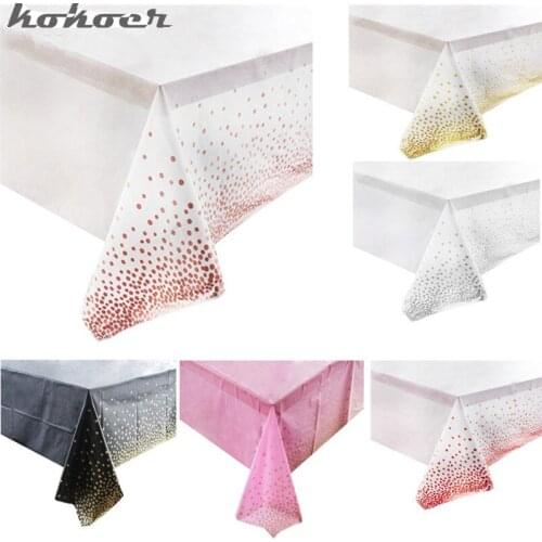 54"x108"Disposable Gilded Tablecloth Rose Gold Plastic Table Cloth Kid Birthday Party Decoration Baby Shower Decoration Supplies