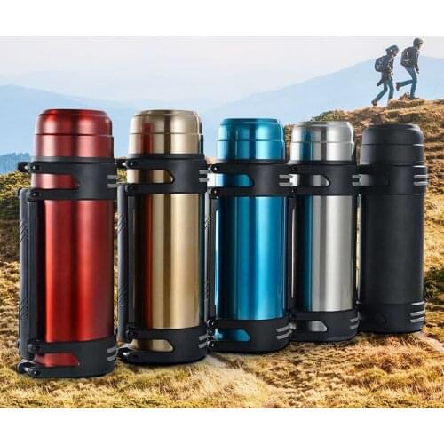 800ml-2000ml Outdoor Travel Large Capacity Thermos Bottle Double Wall Stainless Steel Water Bottle 48Hours Insulation Coffee Mug