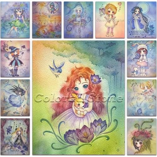 New Diamond painting Cartoon cute girl princess beauty 5D DIY Full Square Drill embroidery Cross stitch Round mosaic Drawing 103