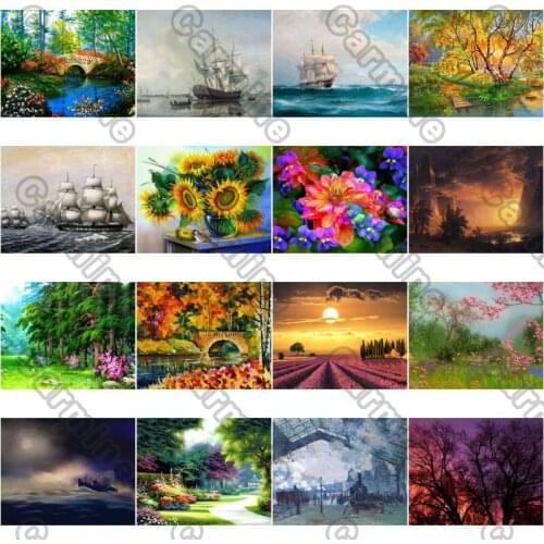 Diy Diamond Painting Ferry Forest Landscape Diamond Round Diamond Decoration Customizable Wall Art Decoration Frameless