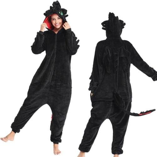 Anime How to Train Your Dragon Toothless Cosplay Costume Onesie Adult Unisex Winter Flannel Jumpsuit Pajamas E46762AC