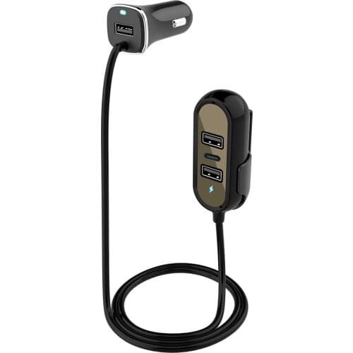 12-24V car charger with car seat back car charger clip typec fast charging port 3USB comes with 1.5M extension cable for large