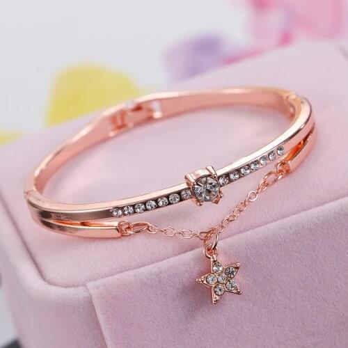 Forever Love Brand Charm Bracelet Luxury Rose Gold Stainless Steel Bracelets Bangles Female Heart for Women Famous Jewelry