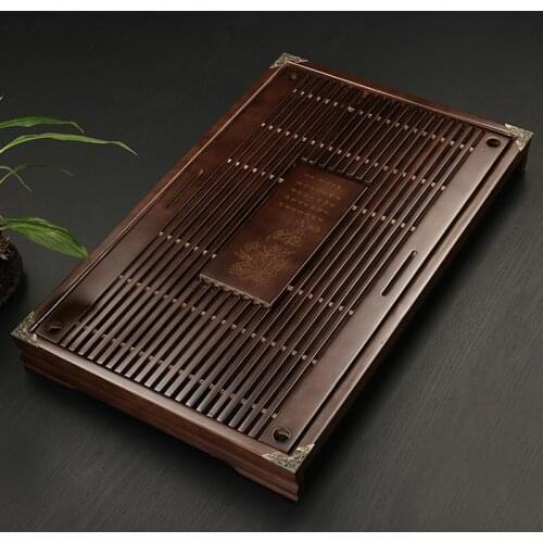 Solid Wood Chinese Tea Tray Retro Home Decoration Tea Set Kung Fu Tea Set Carved Drawer Type Storage and Drainage Tea Board