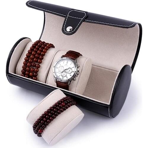 Fashion Luxury Watch Display Gift Box Case Roll 3 Slot Wristwatch Necklace Bracelet Jewelry PU Leather Box Storage Travel Pouch