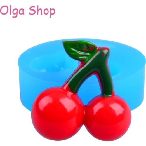 SYL008 Sweet Cherry Silicone Mold Kawaii Miniat Sweets Clay Push Mold Decoration Mold (Clay Resin Wax Gum Paste Fondant)