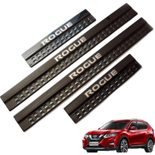 Black Stainless Steel Door Sill Scuff Plates for Rogue 2016-20178 Chromium Car Door Sill Trim Guard Cover for Nissan Rogue 2018
