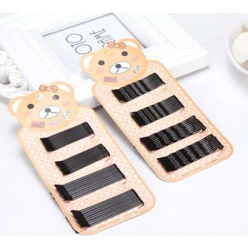 38PCS/Pack Bear Rabbit Lovely Girls Black Alloy Straight Wave Basic Barrettes Children Hair Clips Hairpins Kids Hair Accessories