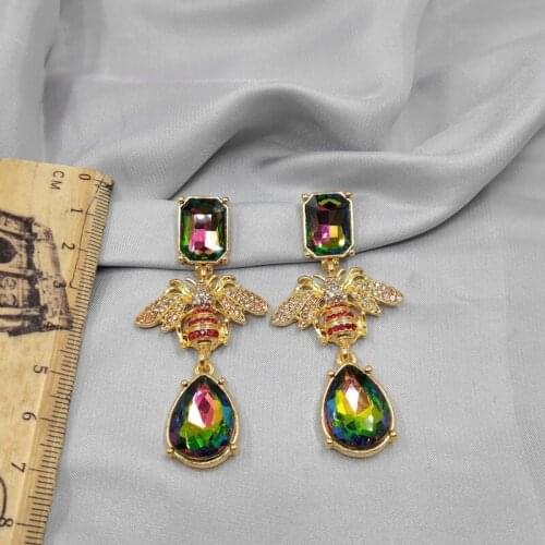 European and American Jewelry Earrings personality fashion AB glass diamond bee silver needle Earrings female D94