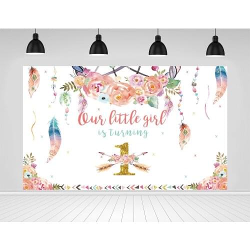 Scopiso Little Girl Is Turning One Baby Birthday Party Decor Photography Background Portrait Customized Poster Photo Backdrops