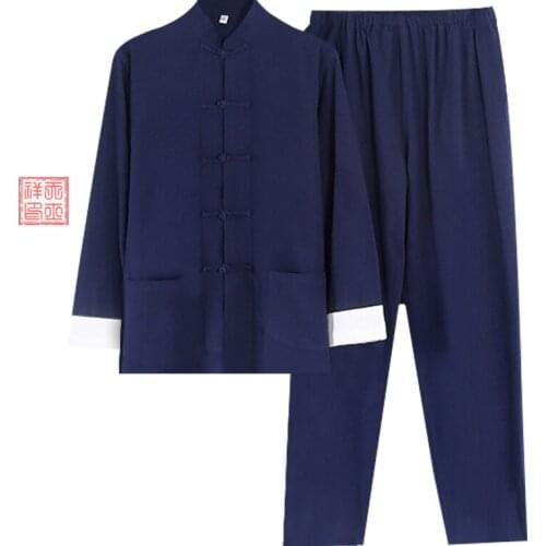 Cotton And Hemp Tang Suit Young Mens Chinese Style Suit Chinese Style Retro Home Chinese Clothing Linen Middle-aged And Old Tai
