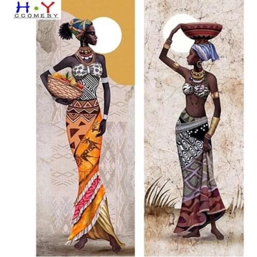 HYCCOMEBY Needlework Diamond Painting African woman Diamond Embroidery full round Drill Rhinestone Mosaic Picture Home Decoratio
