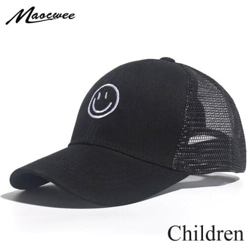 Summer Children Baseball Cap Smiley Face Embroidery Sun Caps For Baby Boy Girl Kid Sport Outdoor Baseball Caps Cute Cotton Hats