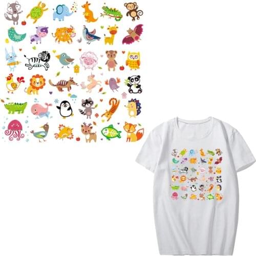 Cute Animal Patch Set Iron on Transfer Unicorn Lion Patches for Kids Clothing Applique Heat Transfer Vinyl Stickers on Clothes