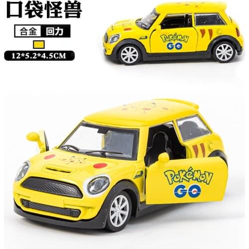 Pokemon model car Pikachu childrens toy car ornaments pull back car model childrens Christmas gifts