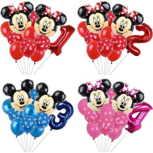 1set Disney Minnie Balloons Mickey Mouse Birthday Party Decorations Baby Shower Decor Kids Toy Balloon Air Globos Supplies