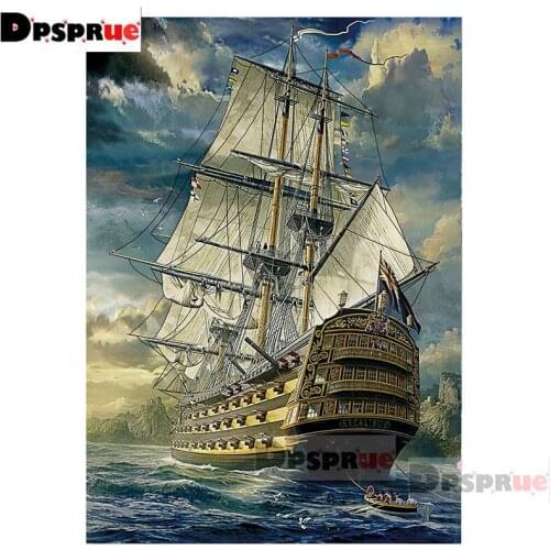 Dpsprue Full Square/Round Diamond Painting Kit Cross Stitch Ship Scenery Diamond 3D Embroidery DIY 5D Moasic Gift DP519