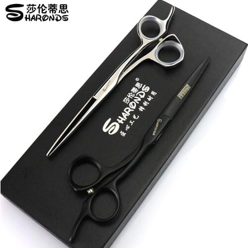 Sharonds black silver Japan 440c5.5/6/6.5 inch stainless steel cutting scissors professional hairdresser scissors hair scissors