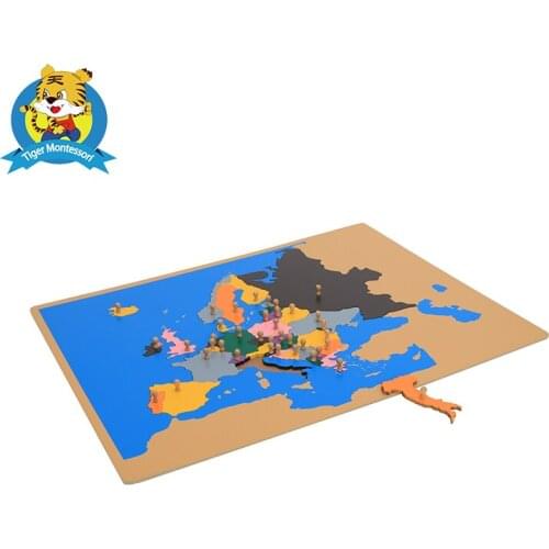 Wholesale professional montessori material wooden educational toy Puzzle Map of Europe