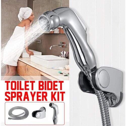 Portable Handheld Bathroom Toilet Bidet Shattaf Shower Spray Head 200cm Hose Holder Stand
