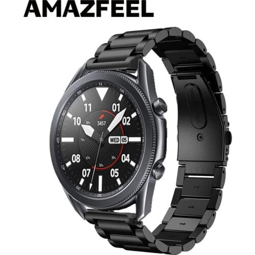 For Samsung Galaxy Watch 3 45mm band 20mm 22mm Solid Stainless Steel Wristbands Metal Bracelet for Galaxy Watch 3 41mm Strap