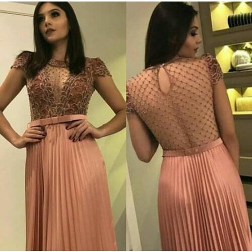 2019 sexy backless beaded high collar luxury chiffon evening gown