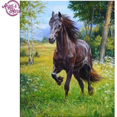 Needlework Full Drill Diamond Embroidery Horses Running Cross Stitch Diy Diamond Mosaic Animals Crystal Rubiks Cube Rhinestones