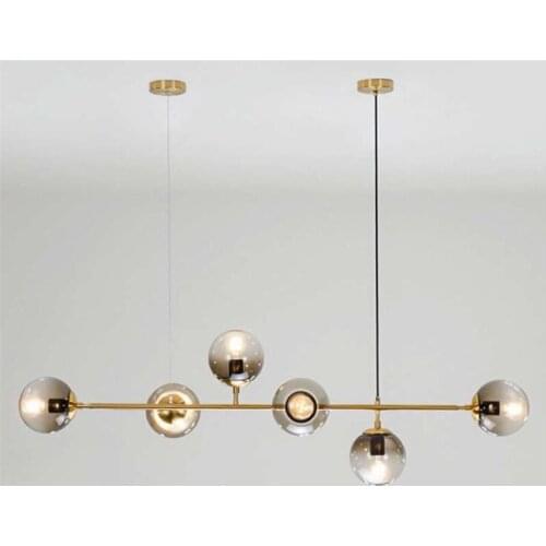 Modern Glass Ball Led Bar Suspension Foyer Dining Room Restuarant Metal Modo Pendant Light Designer Post-modern Lamp 2596