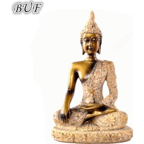 BUF Buddhism Adornment Statue Tathagata India Yoga Mandala Buddha Sculptures Resin Craft Home Decoration Accessories Ornaments