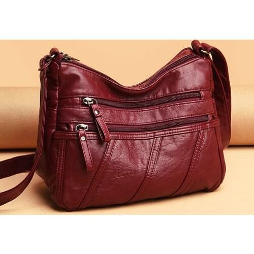 Multi-Pockets Solid Color Crossbody Bag For Women 2021 Soft Pu Leather Shoulder Bag Lady Large Capacity Tote Bag bolsa feminina