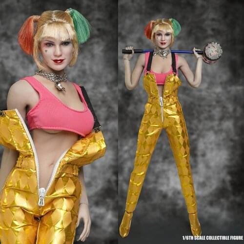 SUPER DUCK SET048 1/6 Scale Collectible Female Cosplay Clown Joker Girl Head Sculpt Costume Suit Accessor for 12'' S09C Body