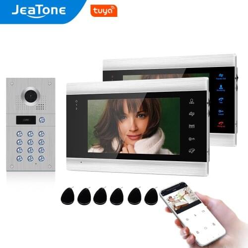 Tuya Smart App Remote Control WiFi Wired Video Door Phone Intercom Access Control System Motion Detection Code Keypad RFID Card