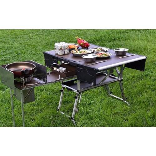 4-7 Person Bulin C650 Outdoor Mobile Kitchen Foldable Gas Stove Desk for Camping Hiking Picnic Cookware Set with Folding Stool