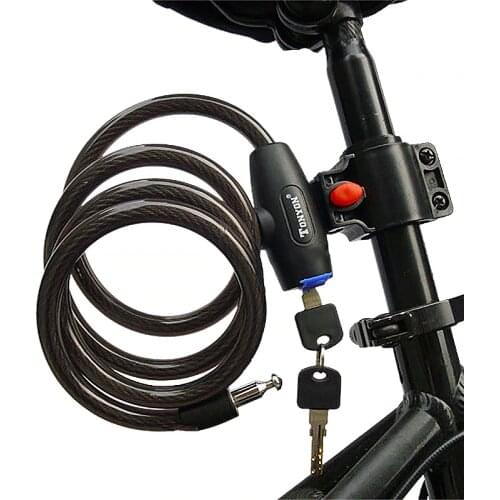 Bicycle Lock Theft Spiral Steel Cable Universal Protective Stainless Steel Cable Coil Bicycle Accessories Bike Lock with 2 Key