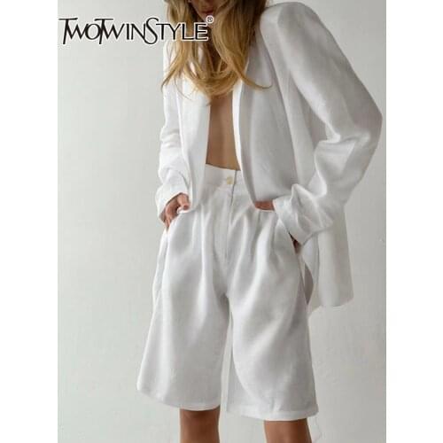 SISPELL Casual Sets For Female Pure Color Lapel Collar Long Sleeve High Waist Slimming Coat With Shorts Womens Set Fashion