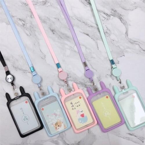 1 Pcs Cute Rabbit Silcone Lanyard Retractable Nurse Badge Reel Clip Badge Holder Worker Students Doctor Id Name Card Holder
